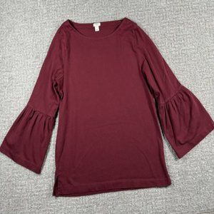 🐙J Crew Factory Maroon Bell Sleeve